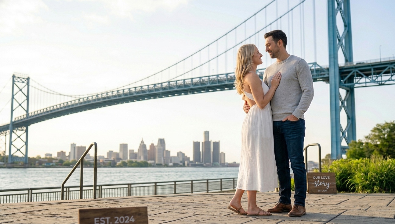 Pre Wedding Photo Shoot Windsor Ontario romantic couple outdoor photography
