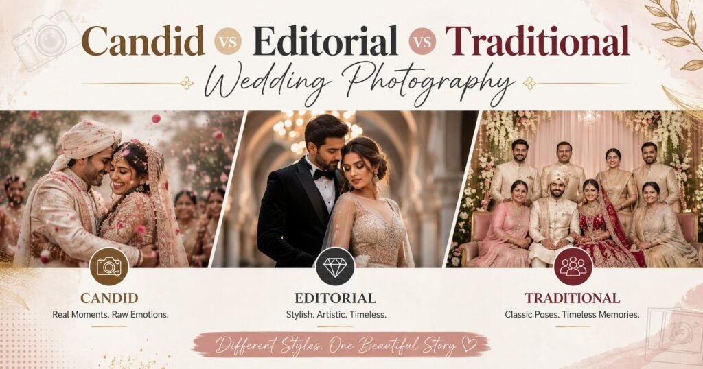 Candid vs Editorial vs Traditional Wedding Photography