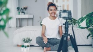 Content creator filming short-form video for social media marketing in Windsor Ontario